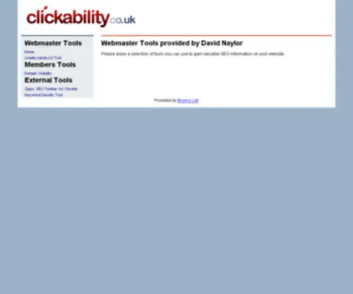 Clickability.co.uk(Webmaster Tools at clickability.co.uk) Screenshot