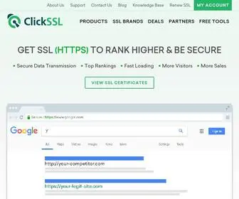 Clickssl.net(Cheap SSL Certificates at $8/yr) Screenshot