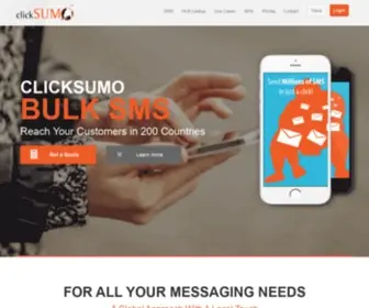 Clicksumo.com(SMS gateway and Messaging platform offering Bulk SMS and HLR Lookup worldwide. clickSUMO) Screenshot