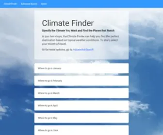 Climatefinder.com(Specify the climate you want and find the places that match) Screenshot