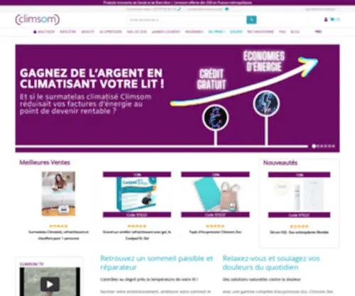 Climsom.com(Surmatelas rafraichissant et réchauffant) Screenshot