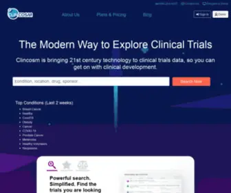 Clincosm.com(Empowering the Clinical World with Actionable Data and Insights) Screenshot