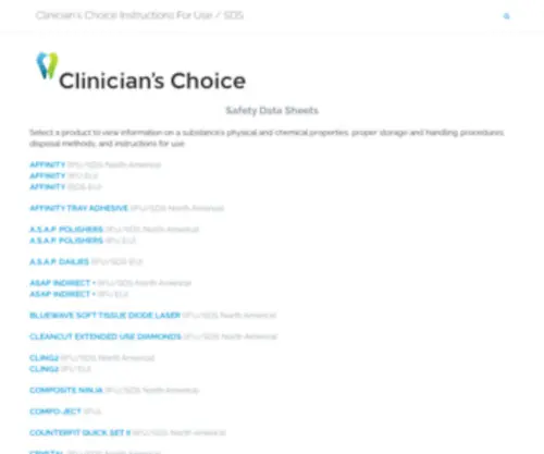 Clinicianschoice-Ifu.com(Instructions For Use) Screenshot