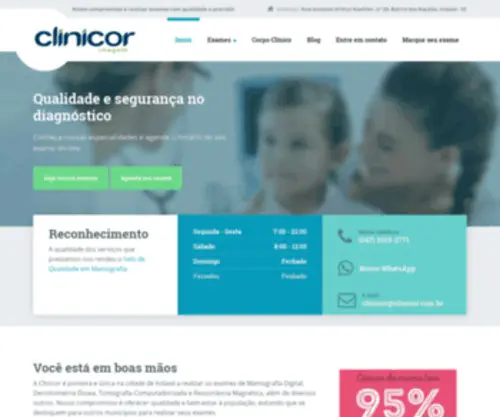 Clinicor.com.br(Clínica situada em Indaial especializada em exames de qualidade) Screenshot