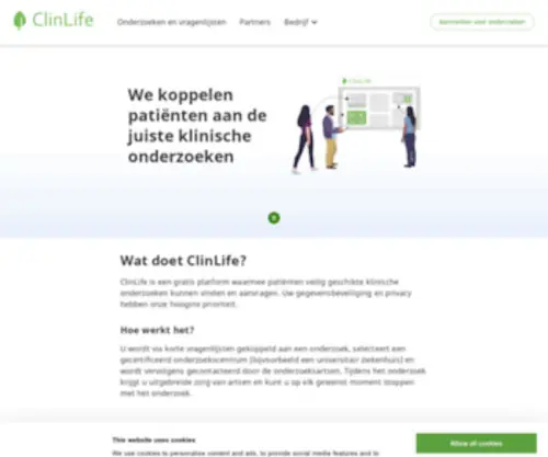 Clinlife.be(Vind de juiste klinische studie op Clinlife) Screenshot