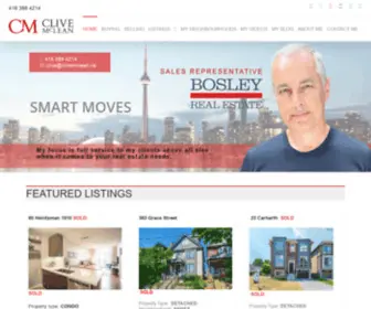 Clivemclean.ca(Clive Mclean Bosley Real Estate Sales Representative Page) Screenshot