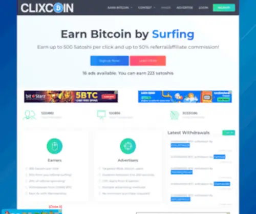Clixco.in(Earn BTC for surfing Ads) Screenshot