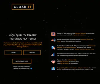 Cloakit.pro(Hiqh quality traffic filtering platform) Screenshot