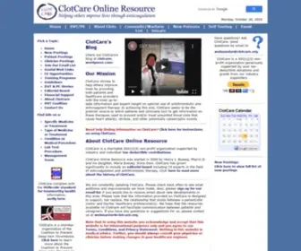 Clotcare.com(Blood clots) Screenshot