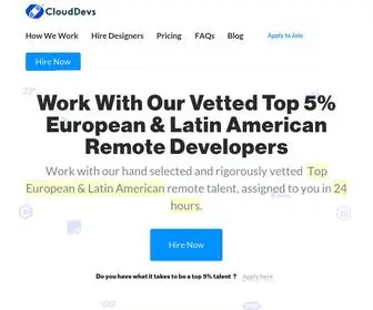 Clouddevs.com(The Largest LATAM Developer Hiring Platform) Screenshot