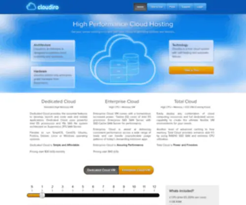 Cloudiro.com(Cloud Hosting Solution) Screenshot