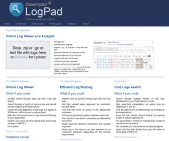 Cloudvyzor.com(CloudVyzor LogPad online log viewer and anazyler) Screenshot
