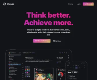 Cloverapp.com(Notes, Tasks, Whiteboards and a Daily Planner in a streamlined workflow) Screenshot