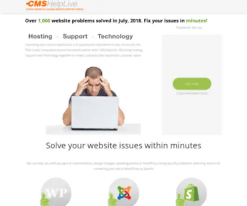 CMshelplive.com(North America's Leading Website Support Portal) Screenshot