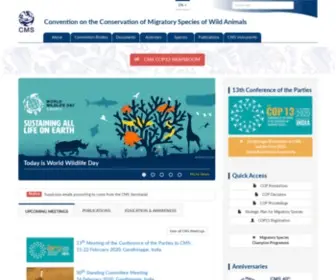 CMS.int(Convention on the Conservation of Migratory Species of Wild Animals) Screenshot