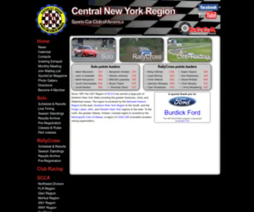 CNY-Scca.com(The official website of the Central New York (CNY) Region of the Sports Car Club of America (SCCA)) Screenshot