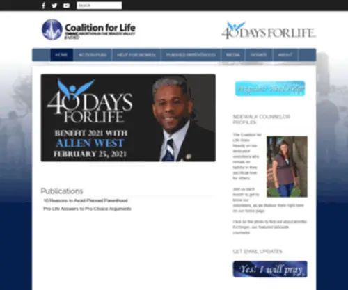 Coalitionforlife.com(40 Days for Life) Screenshot