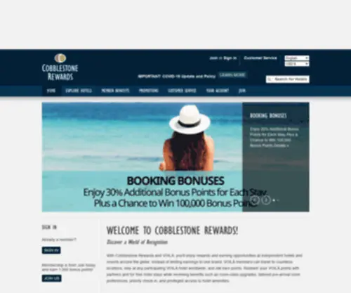 Cobblestonerewards.com(Cobblestone Hotels) Screenshot