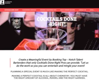 Cocktailsdoneright.com(Mobile bartender services) Screenshot