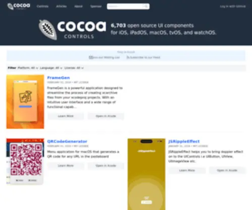 Cocoacontrols.com(Custom Controls for iOS) Screenshot