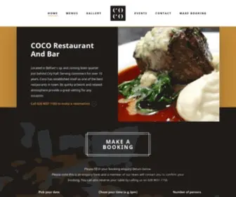 Cocobelfast.com(Coco Restaurant Belfast) Screenshot