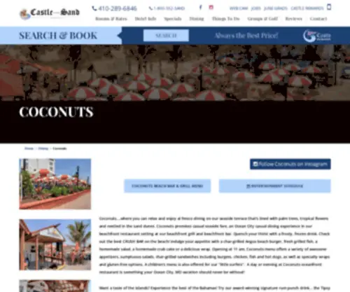 Coconutsbeachbar.com(Ocean City Maryland Oceanfront Hotel) Screenshot