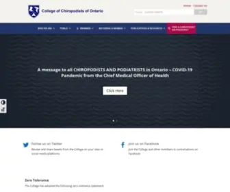 Cocoo.on.ca(College of Chiropodists of Ontario) Screenshot
