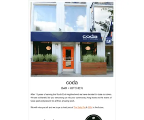 Codaboston.com(Coda Restaurant Boston) Screenshot