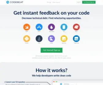 Codebeat.co(Automated code review for mobile and web) Screenshot
