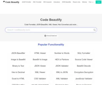 Codebeautify.org(Free Online Tools For Developers) Screenshot