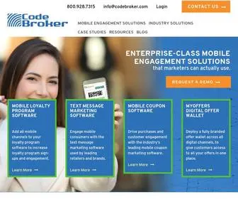 Codebroker.com(Leading Mobile Engagement Solutions for Retailers and Brands) Screenshot