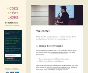 Codeformore.com(Career advice for developers) Screenshot