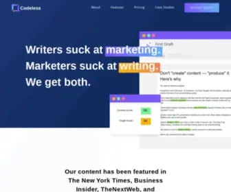 Codelessinteractive.com(Codeless is a content production company) Screenshot