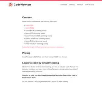 Codenewton.com(Learn coding by actually coding in an interactive environment) Screenshot