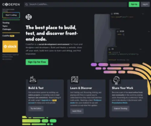Codepen.io(Front End Developer Playground & Code Editor in the Browser) Screenshot