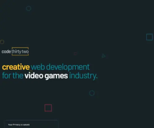 Codethirtytwo.com(Web development for the games industry) Screenshot