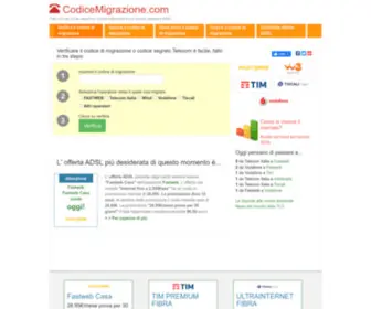 Codicemigrazione.com(Codice di migrazione verifica e calcolo online e Offerte ADSL Fastweb Infostrada Teletu Wind Tiscali) Screenshot