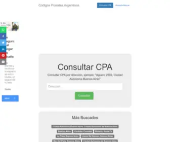 Codigopostal.com.ar(Consulta de Códigos Postales de la República Argentina (CPA)) Screenshot