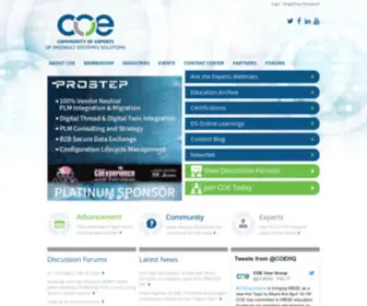 Coe.org(Bringing together the users of Dassault Systèmes PLM solutions) Screenshot