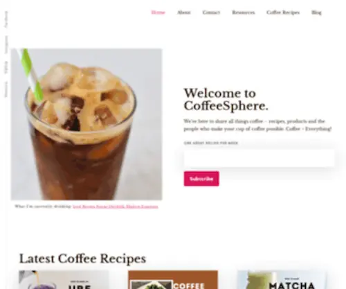 Coffeesphere.com(We're here to share all things coffee) Screenshot