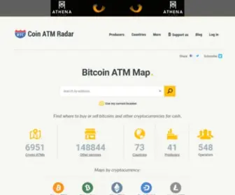 Coinatmradar.com(Bitcoin ATM Map) Screenshot