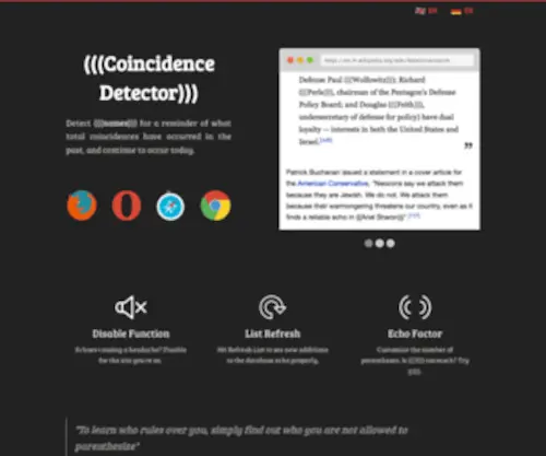 Coincidencedetector.com(The Original (((Coincidence Detector)))) Screenshot