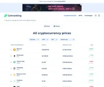 Coinranking.com(Cryptocurrency Price List) Screenshot