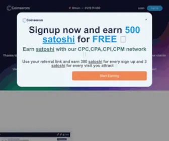 Coinserom.com(Bitcoin Advertising Network) Screenshot