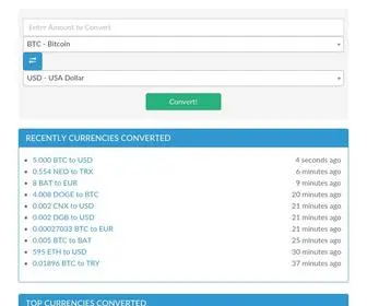 Coinxconverter.com(Free Online Currency & Cryptocurrency Converter) Screenshot