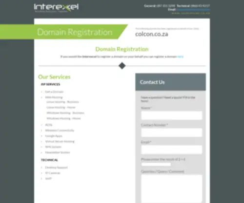 Colcon.co.za(Domain Registration) Screenshot