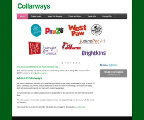 Collarways.com(Wholesale dog accessories for the UK) Screenshot