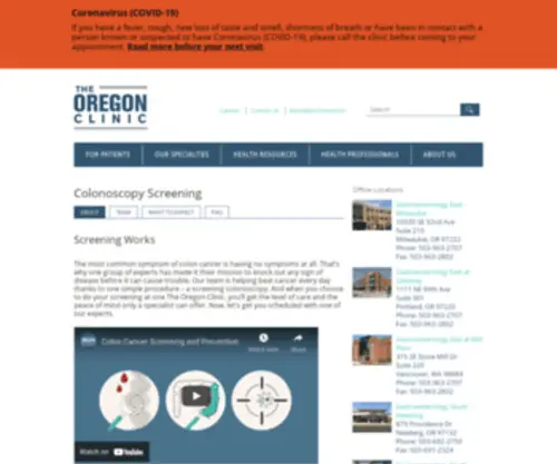 Coloncancerportland.org(Colonoscopy and Colon Cancer Screening in Portland Oregon) Screenshot