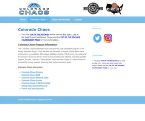 Coloradochaos.com(Colorado Chaos Basketball Club) Screenshot