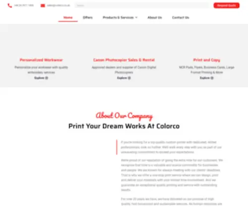 Colorco.co.uk(For all your workwear and large format printing) Screenshot